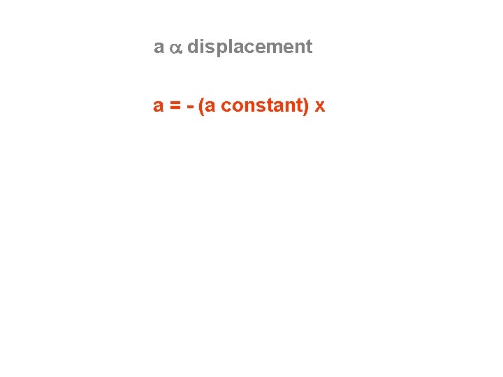 a a displacement a = - (a constant) x 