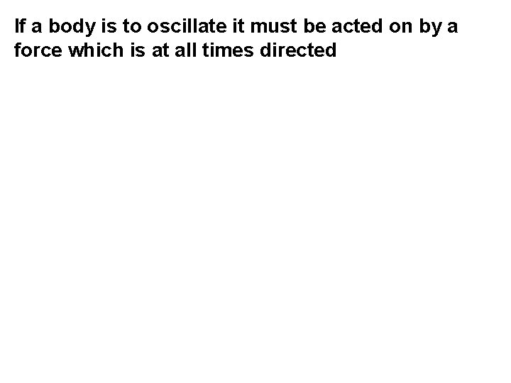 If a body is to oscillate it must be acted on by a force