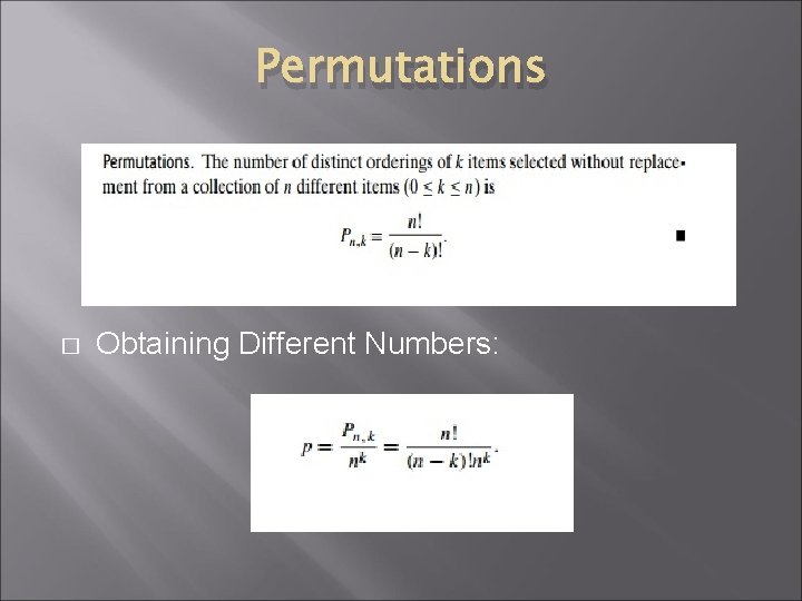 Permutations � Obtaining Different Numbers: 