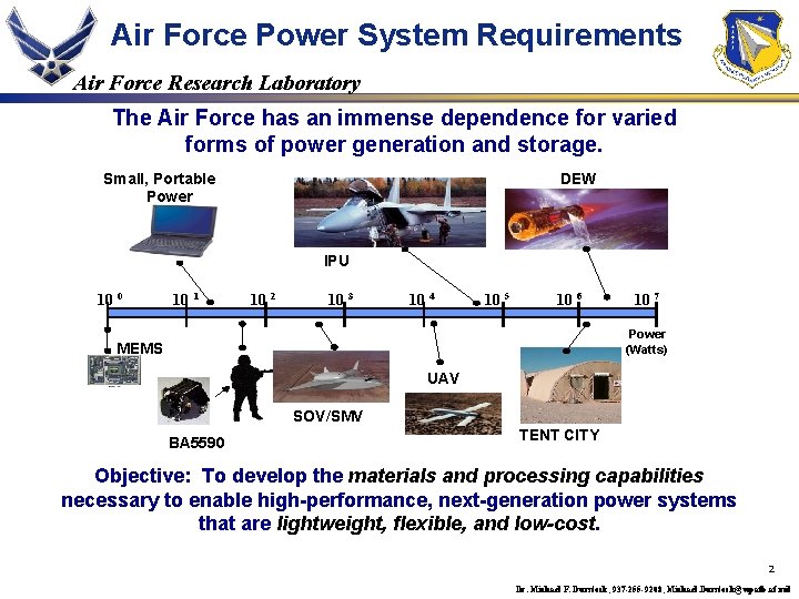 Air Force Power System Requirements Air Force Research Laboratory The Air Force has an
