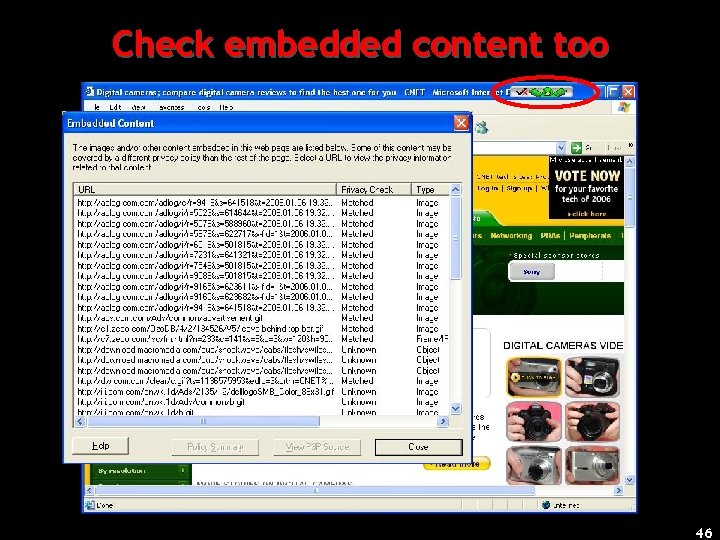 Check embedded content too 46 