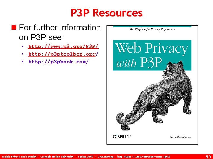 P 3 P Resources n For further information on P 3 P see: •