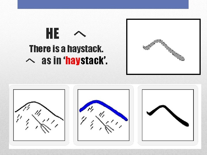 HE　へ There is a haystack. へ as in ‘haystack’. 
