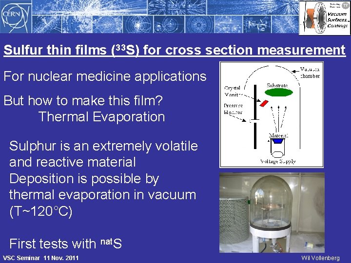 Sulfur thin films (33 S) for cross section measurement For nuclear medicine applications But