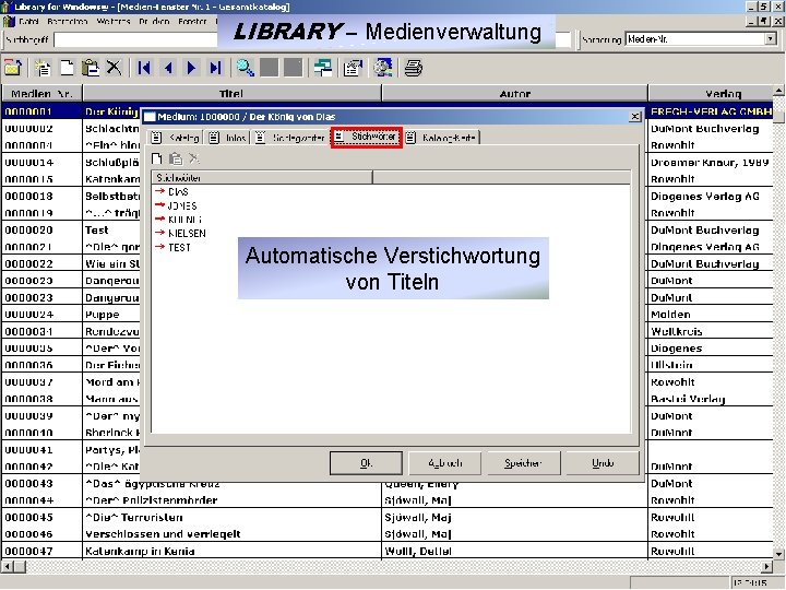 LIBRARY – Medienverwaltung Automatische Verstichwortung von Titeln 