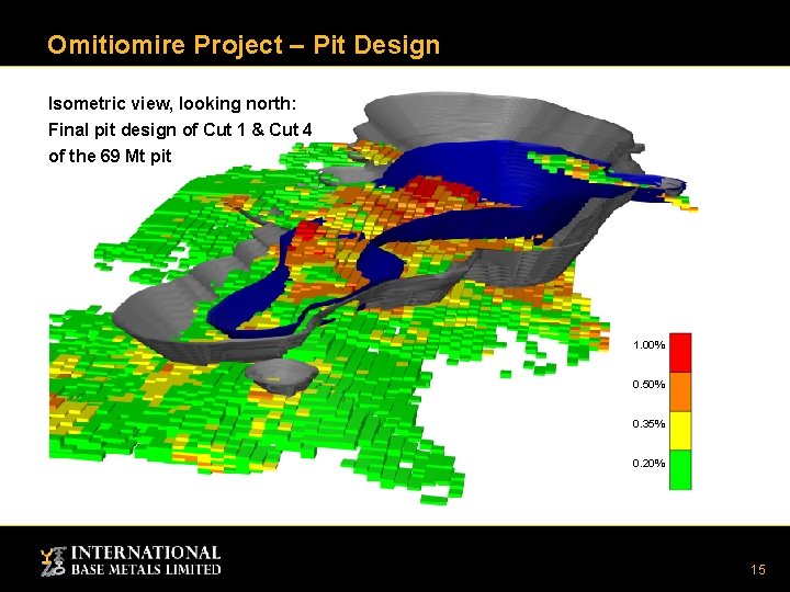 Omitiomire Project – Pit Design Isometric view, looking north: Final pit design of Cut