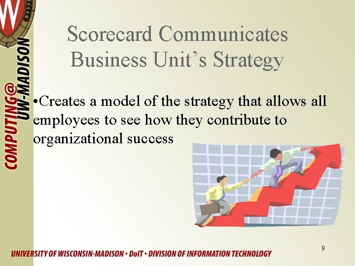 Scorecard Communicates Business Unit’s Strategy • Creates a model of the strategy that allows