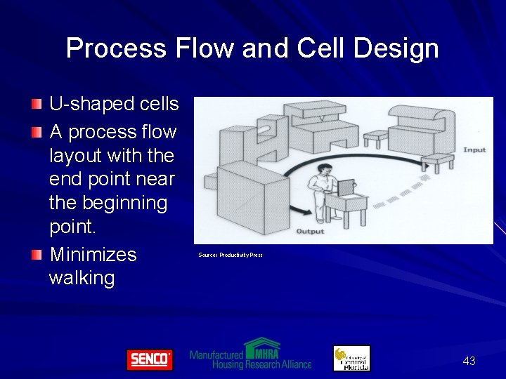 Process Flow and Cell Design U-shaped cells A process flow layout with the end