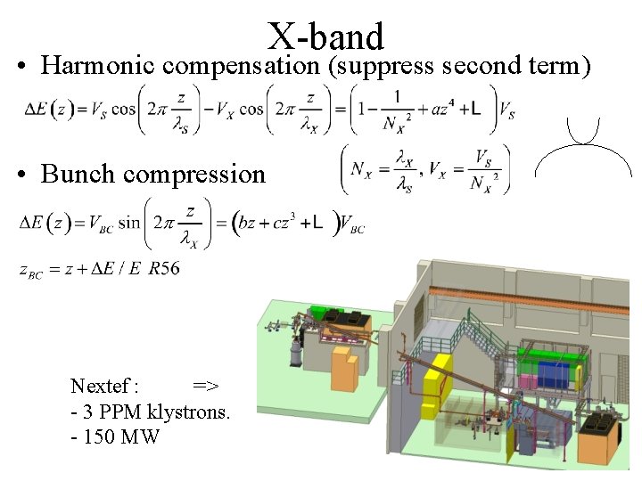 X-band • Harmonic compensation (suppress second term) • Bunch compression Nextef : => -