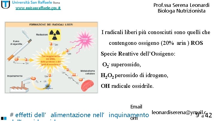 Prof. ssa Serena Leonardi Biologa Nutrizionista www. unisanraffaele. gov. it I radicali liberi più