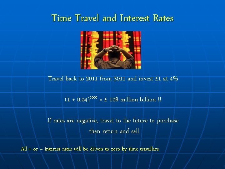 Time Travel and Interest Rates Travel back to 2011 from 3011 and invest £