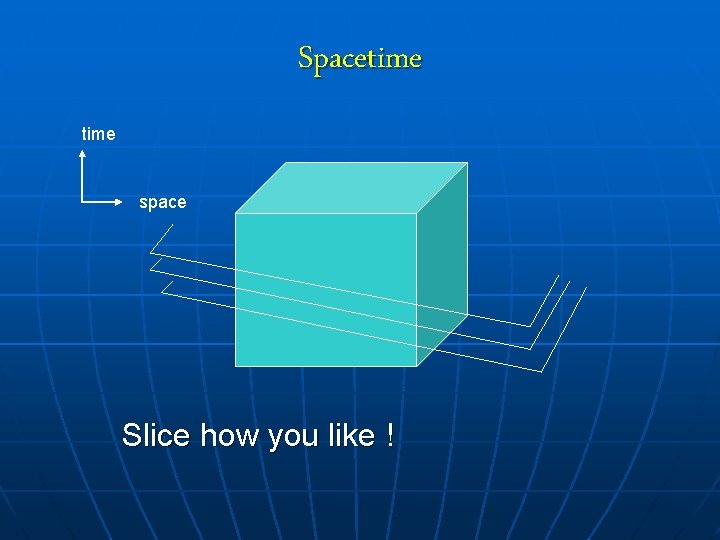 Spacetime space Slice how you like ! 