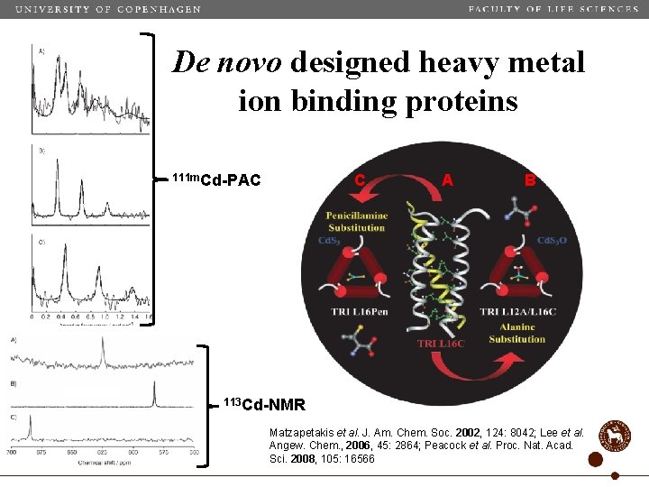 De novo designed heavy metal ion binding proteins 111 m. Cd-PAC C A B