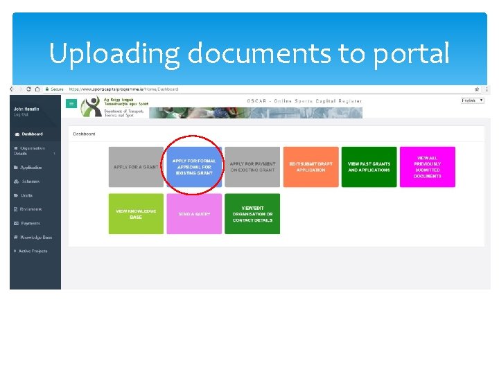 Uploading documents to portal 