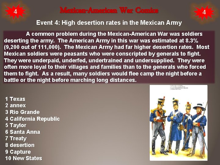 4 Mexican-American War Comics 4 Event 4: High desertion rates in the Mexican Army