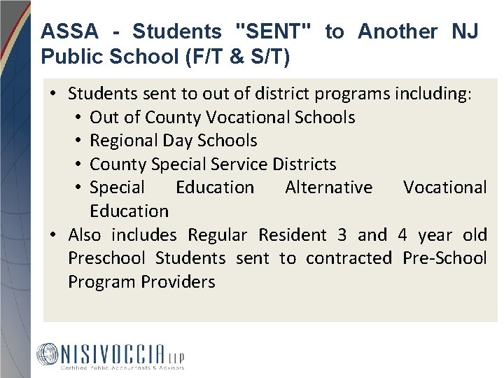 ASSA - Students "SENT" to Another NJ Public School (F/T & S/T) • Students
