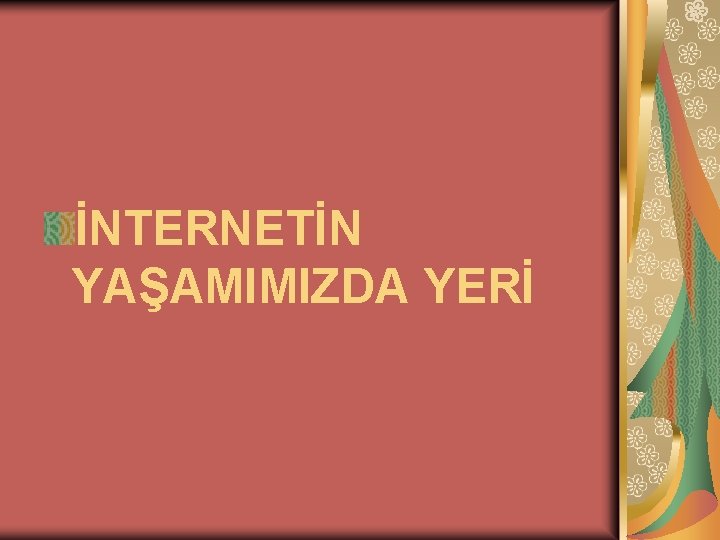 İNTERNETİN YAŞAMIMIZDA YERİ 