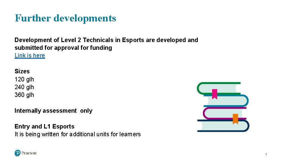 Further developments Development of Level 2 Technicals in Esports are developed and submitted for