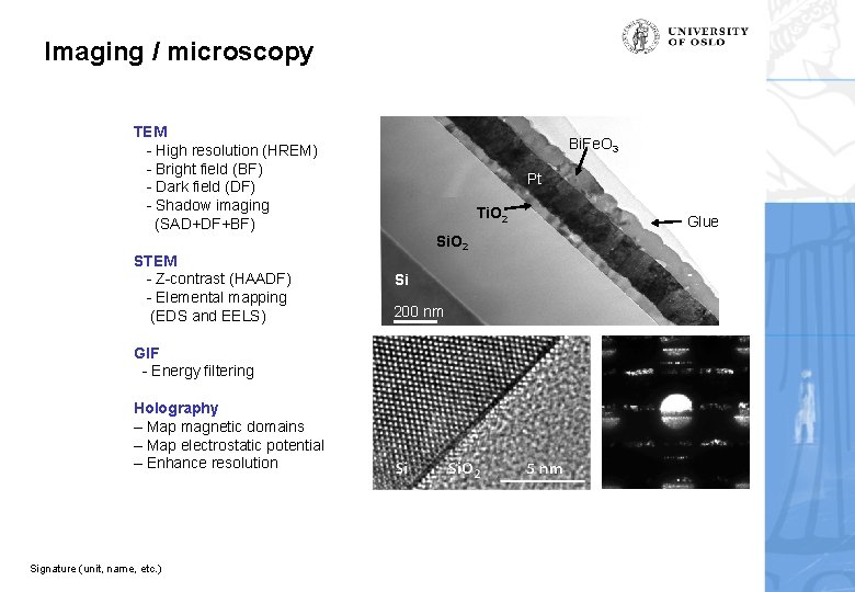 Imaging / microscopy TEM - High resolution (HREM) - Bright field (BF) - Dark