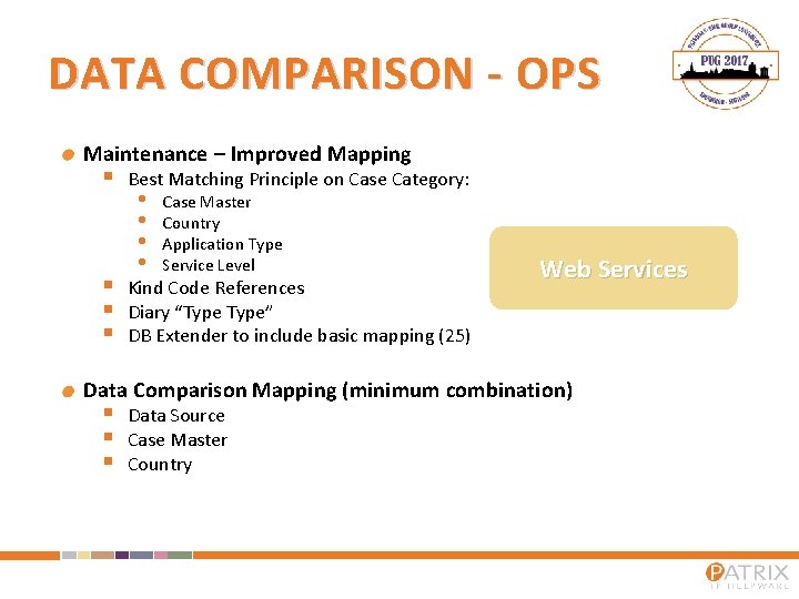 DATA COMPARISON - OPS Maintenance – Improved Mapping § § Best Matching Principle on