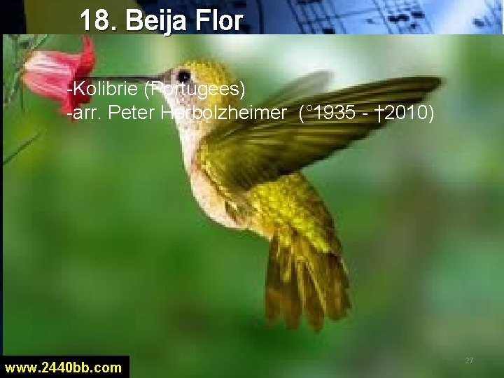 18. Beija Flor -Kolibrie (Portugees) -arr. Peter Herbolzheimer (° 1935 - † 2010) www.