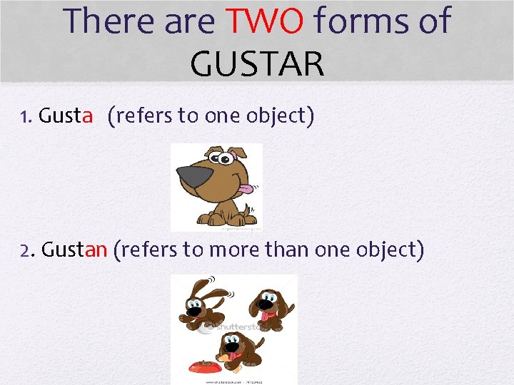 There are TWO forms of GUSTAR 1. Gusta (refers to one object) 2. Gustan