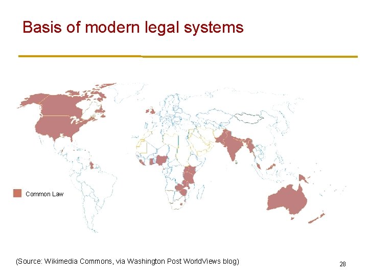 Basis of modern legal systems Common Law Civil Law Common + Civil Religious Law