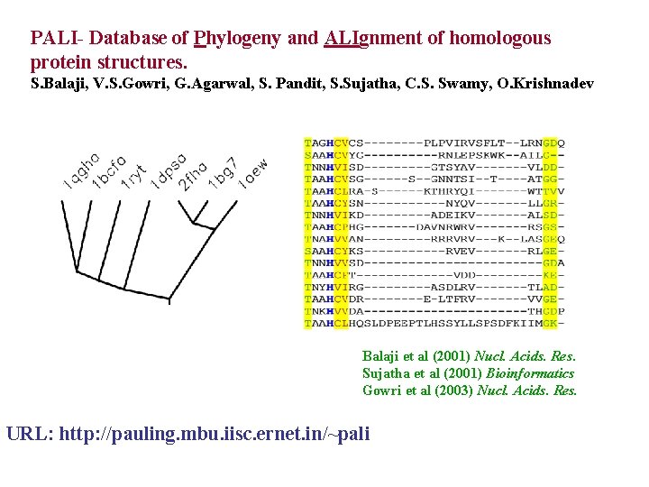 PALI- Database of Phylogeny and ALIgnment of homologous protein structures. S. Balaji, V. S.