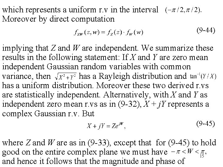 which represents a uniform r. v in the interval Moreover by direct computation (9