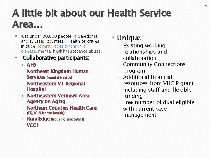 A little bit about our Health Service Area… Just under 30, 000 people in