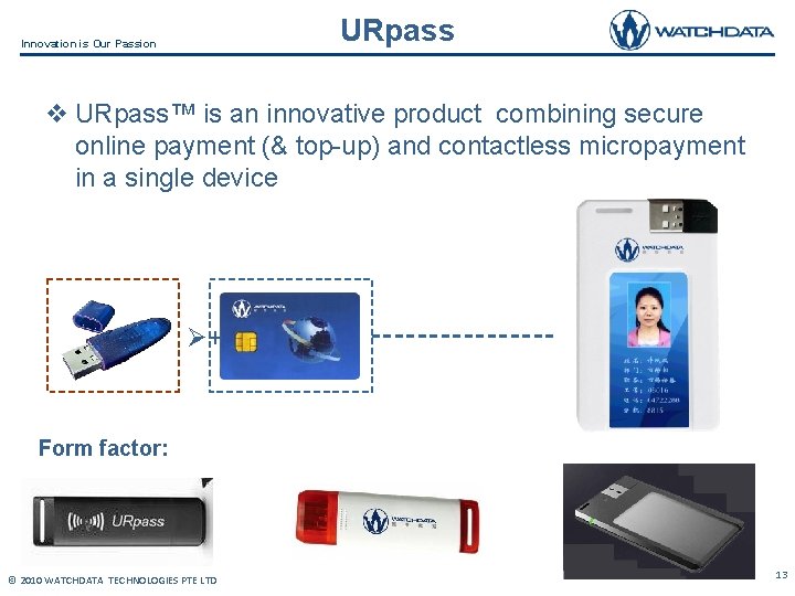 URpass Innovation is Our Passion v URpass™ is an innovative product combining secure online