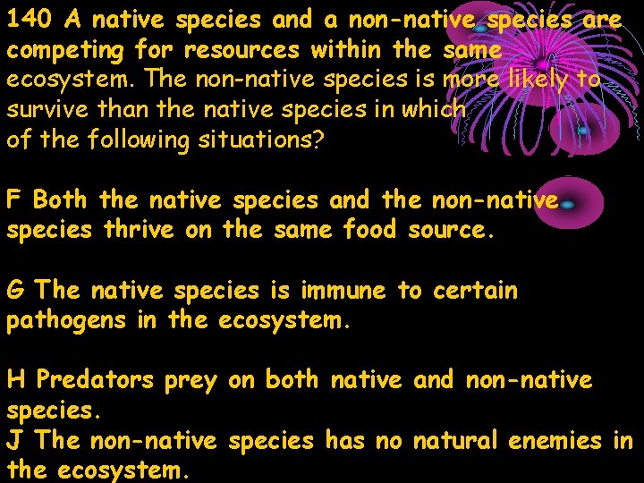 140 A native species and a non-native species are competing for resources within the