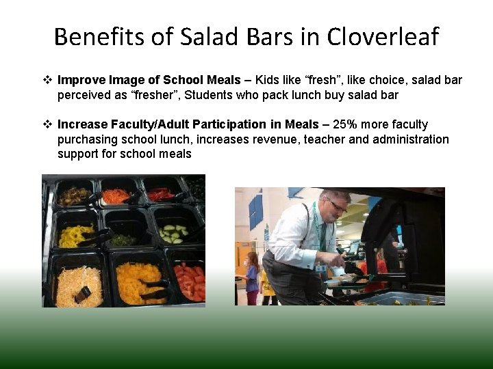 Benefits of Salad Bars in Cloverleaf v Improve Image of School Meals – Kids