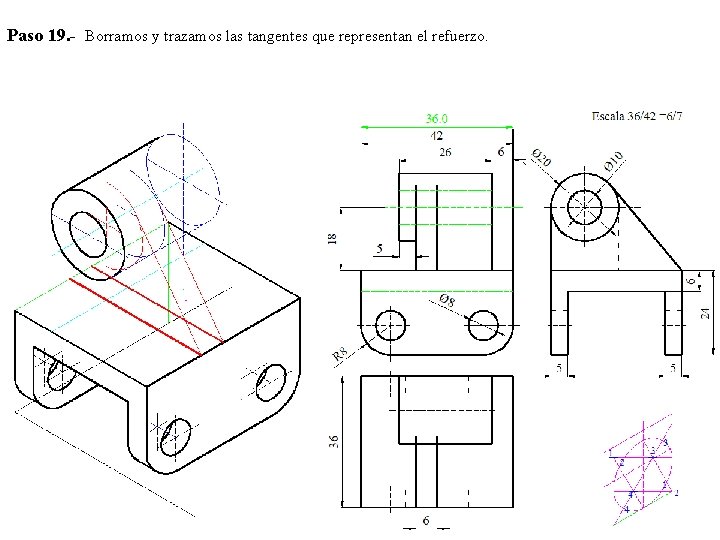 Paso 19. - Borramos y trazamos las tangentes que representan el refuerzo. 