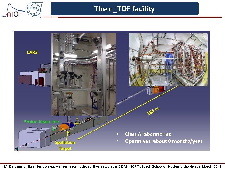 The n_TOF facility Proton beam line • • Class A laboratories Operatives about 8