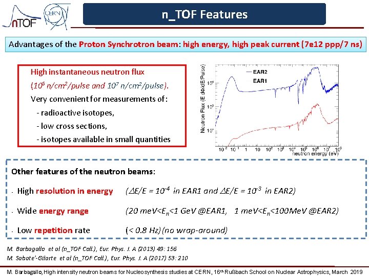 n_TOF Features Advantages of the Proton Synchrotron beam: high energy, high peak current (7