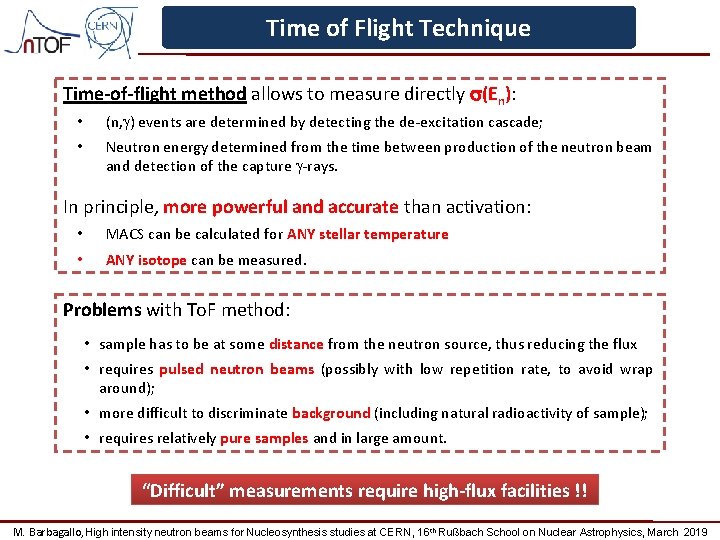 Time of Flight Technique Time-of-flight method allows to measure directly s(En): • (n, g)