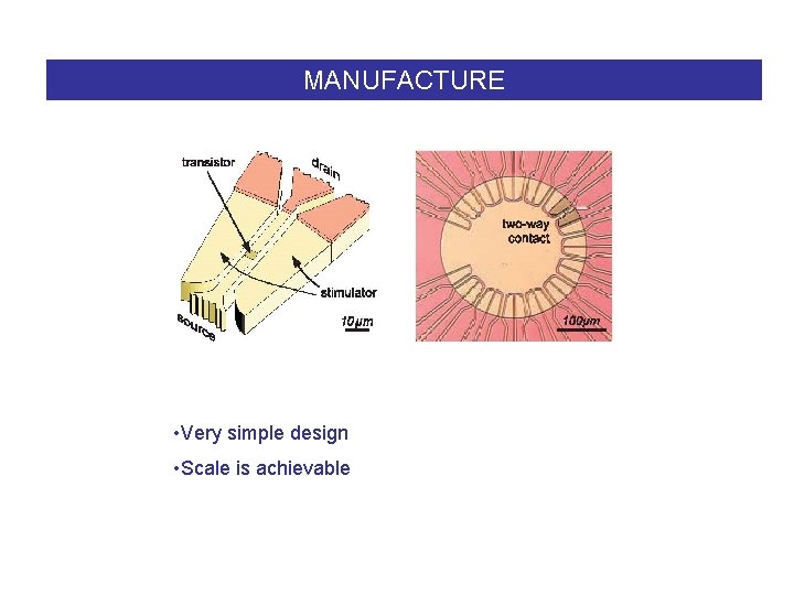 MANUFACTURE • Very simple design • Scale is achievable 