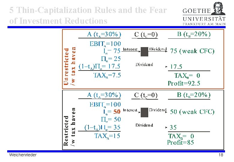 5 Thin-Capitalization Rules and the Fear of Investment Reductions Weichenrieder 18 