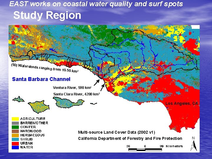 EAST works on coastal water quality and surf spots Study Region (50) Waters h