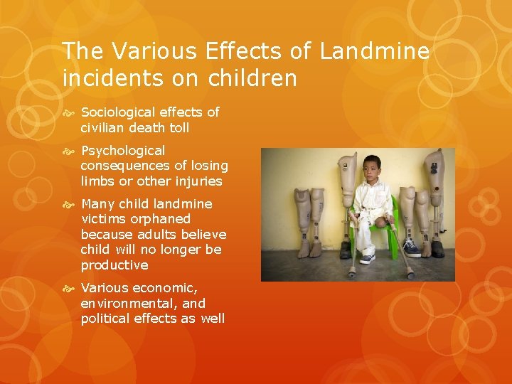 The Various Effects of Landmine incidents on children Sociological effects of civilian death toll
