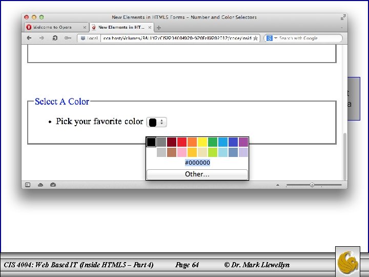 Output from showform. php script (i. e. , the processed data from the form)