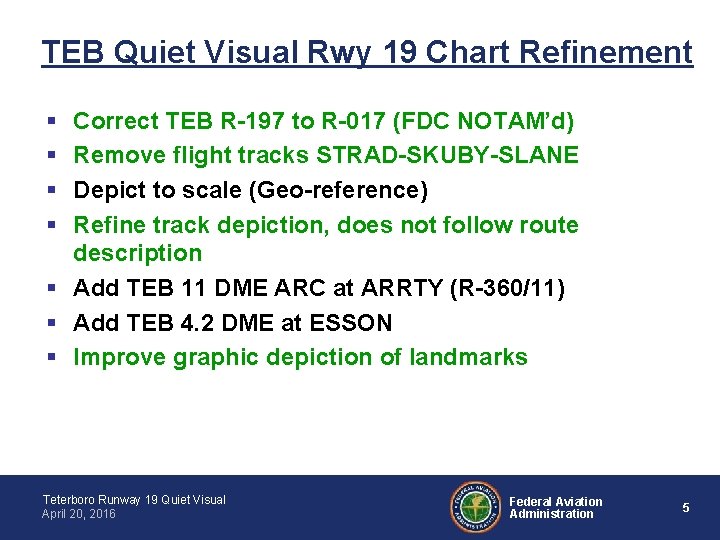 TEB Quiet Visual Rwy 19 Chart Refinement § § Correct TEB R-197 to R-017