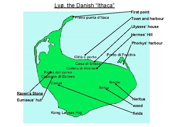 Lyø, the Danish “Ithaca” First point Town and harbour Ulysses’ house Hermes’ Hill Phorkys’