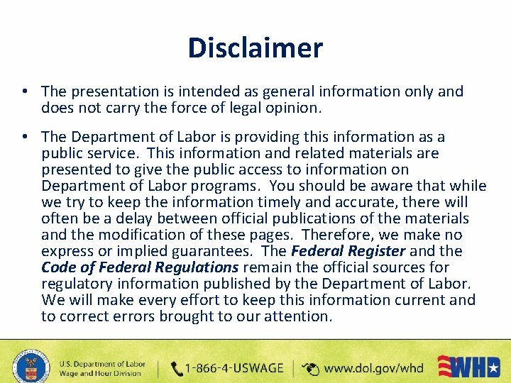 Disclaimer • The presentation is intended as general information only and does not carry