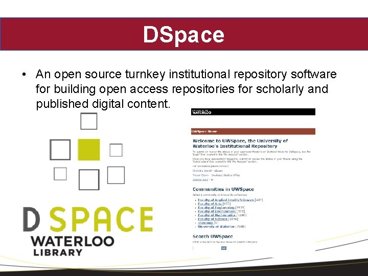 DSpace • An open source turnkey institutional repository software for building open access repositories