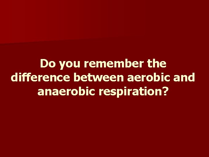 Do you remember the difference between aerobic and anaerobic respiration? 
