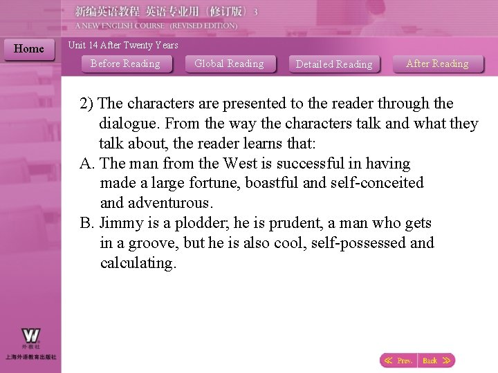 Home Unit 14 After Twenty Years Before Reading Global Reading Detailed Reading After Reading