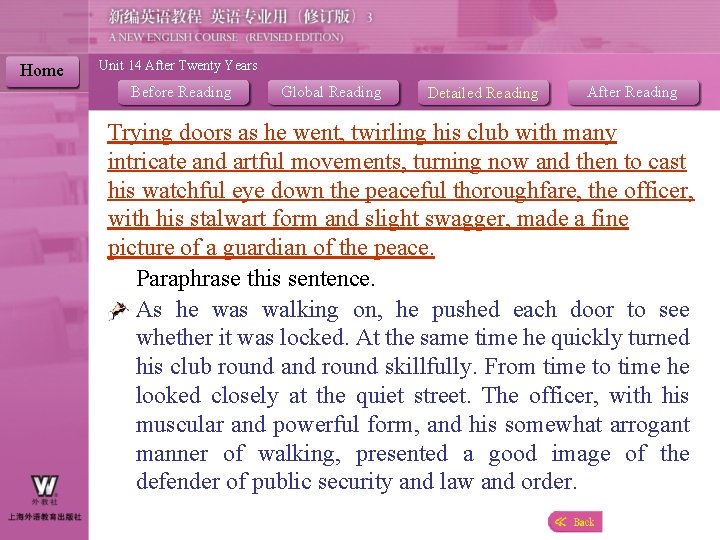 Home Unit 14 After Twenty Years Before Reading Global Reading Detailed Reading After Reading