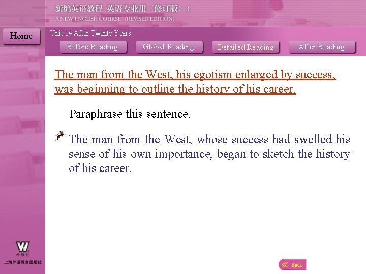 Home Unit 14 After Twenty Years Before Reading Global Reading Detailed Reading After Reading